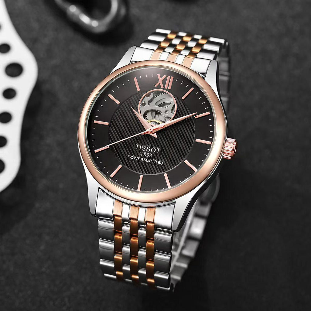 Tissot 1853 Powermatic 80 Automatic Open Heart Watch – Two-Tone Stainless Steel Collection