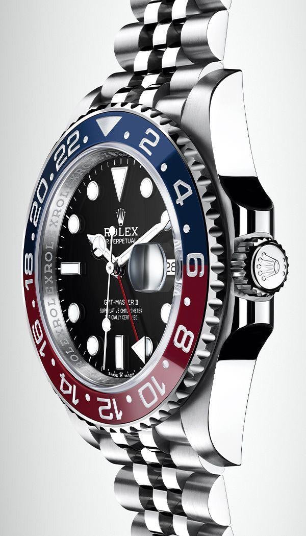 Rolex GMT Master II Pepsi Black Dial Stainless Steel Automatic Men's Watch